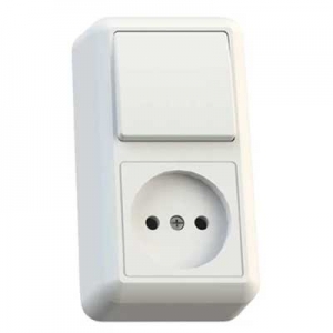 Блок 1-клавишный выключатель/розетка ОП Оптима БКВР-427 белый