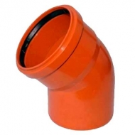 Отвод канализационный пластиковый оранжевый d-110мм 45 градусов
