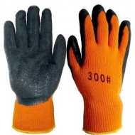 Перчатки рабочие утепленные с латексным покрытием 300# оранжево-черный