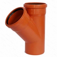 Тройник канализационный пластиковый оранжевый 110х110мм 45 градусов