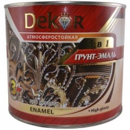Грунт-эмаль алкидная DEKOR 3 в 1 красно-коричневая 1,9 кг
