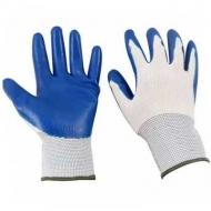 Перчатки рабочие нейлоновые с резиновым обливом синие