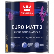 Краска интерьерная для стен и потолков Tikkurila ( Тиккурила ) Euro Matt 3 0.9 л.