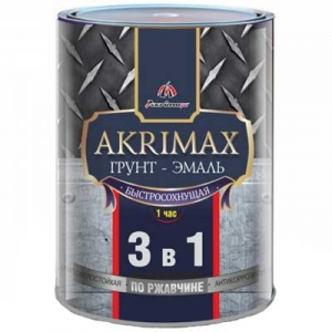 Грунт-эмаль по ржавчине быстросохнущая AKRIMAX-PREMIUM ( Акримакс ) 3 в 1 матовая белая 0,8 кг