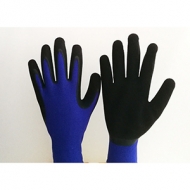 Перчатки пена голубая с черным пальцем